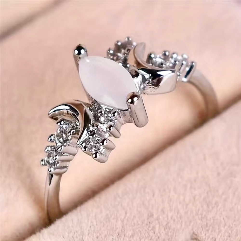 New Sterling Silver Handmade Moonstone White Sapphire Celestial Moon Star Ring - Picture 11 of 16